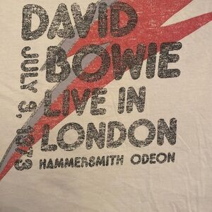 David Bowie Live In London Graphic Men's Shirt - White with Red/Gray Print